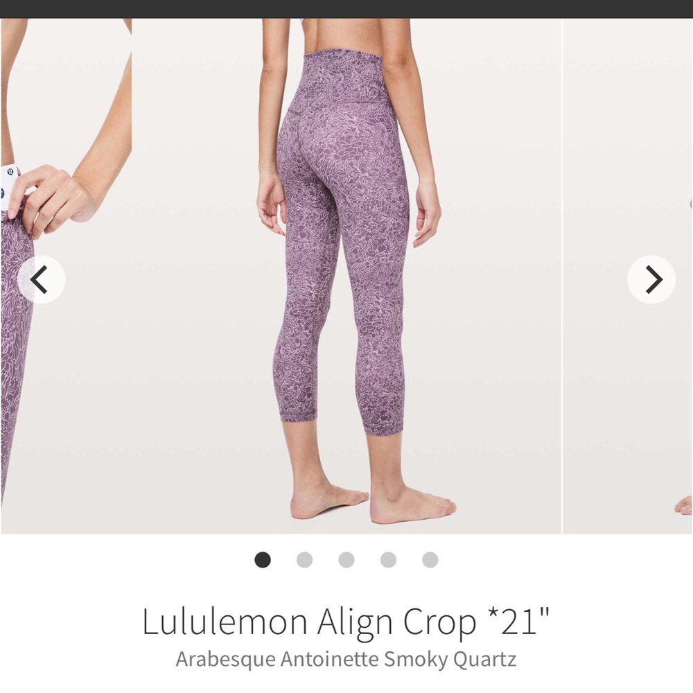 Lululemon Align Crop *21", Arabesque Antoinette Smoky Quartz, size 6